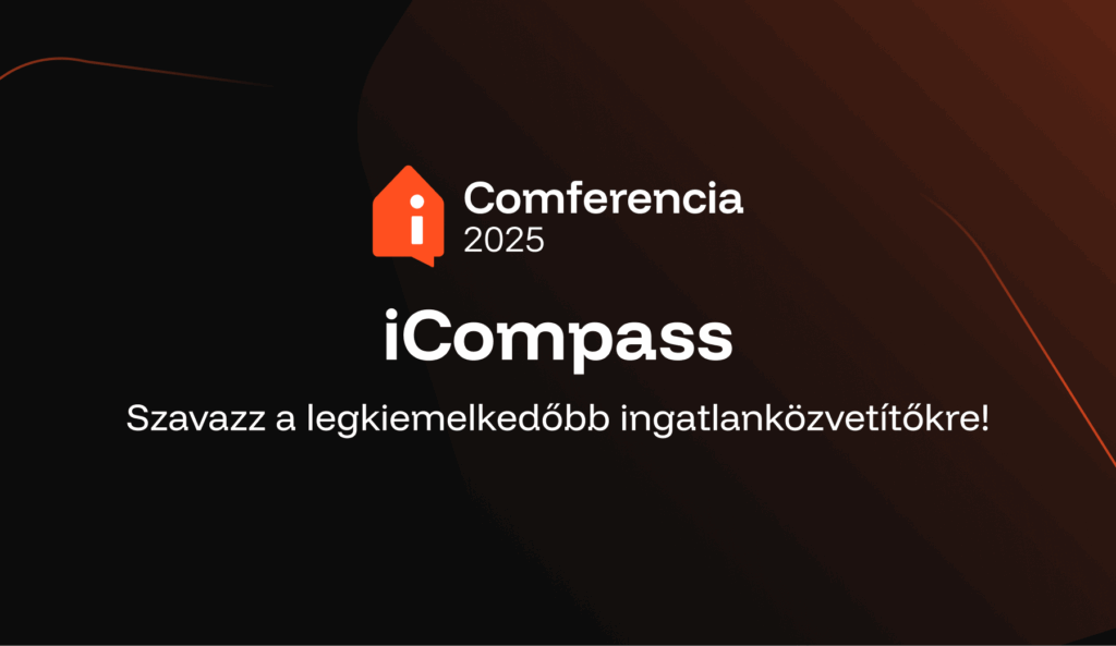Comferencia 2025 iCompass grafika, szavazás felhívással a legkiemelkedőbb ingatlanközvetítőkre.